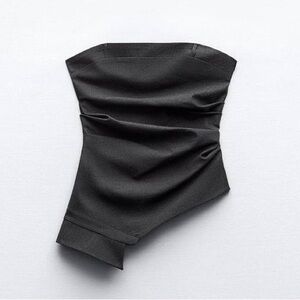 Zara Strapless Asymmetrical Pinstripe Top